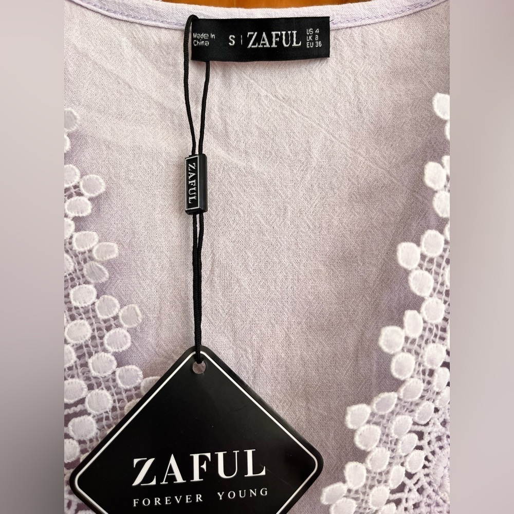 Zaful Lilac Lightweight Lace Accent Sleeveless V-Neck Dress Size S (US 4) - Picture 7 of 8